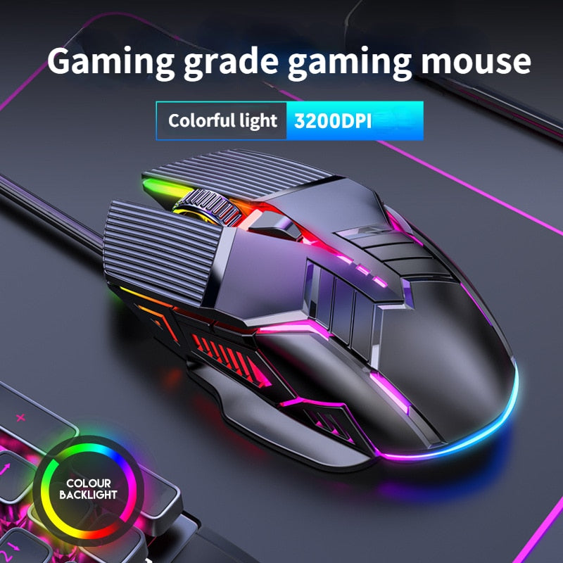 Ergonomic 3200 DPI Wired Gaming Mouse with RGB Lighting - Gamers' Paradise