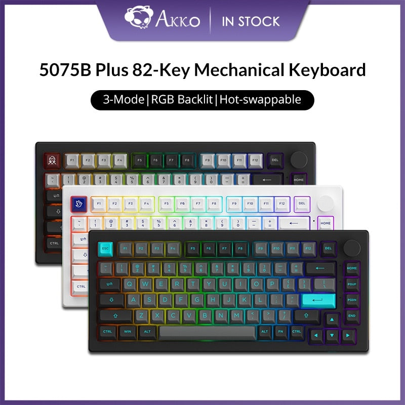 Akko 5075B Plus Black & Cyan 75% Hot Swappable Multi-Modes RGB Keyboard - Gamers' Paradise