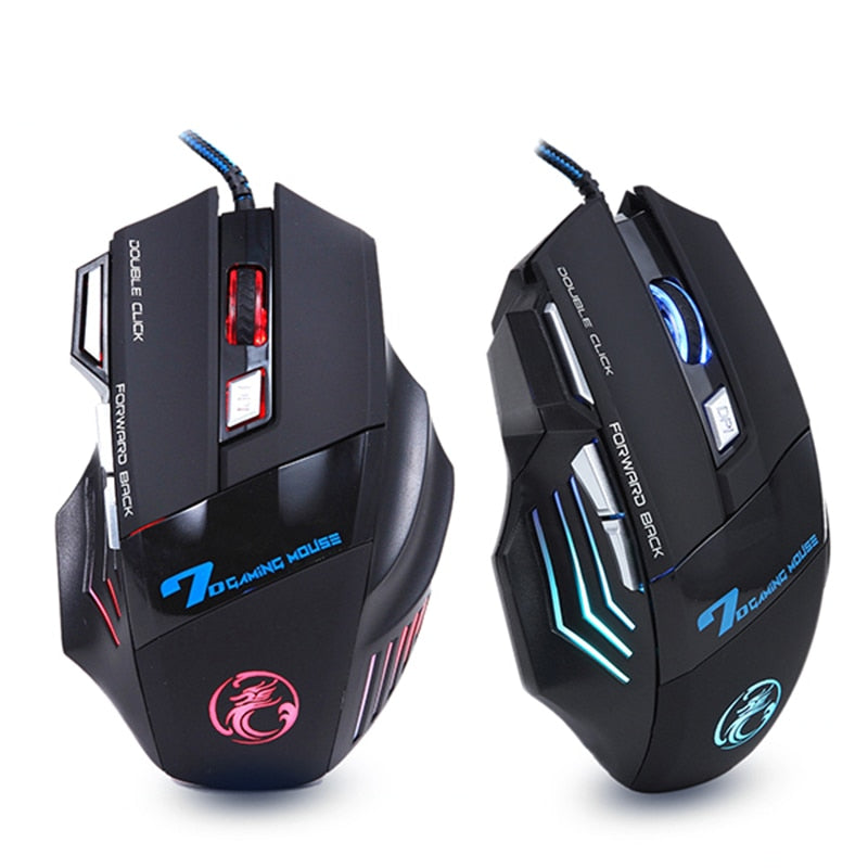 Ergonomic Wired Gaming Mouse with 7 Buttons, LED, 5500 DPI - USB Computer Mouse - Gamers' Paradise