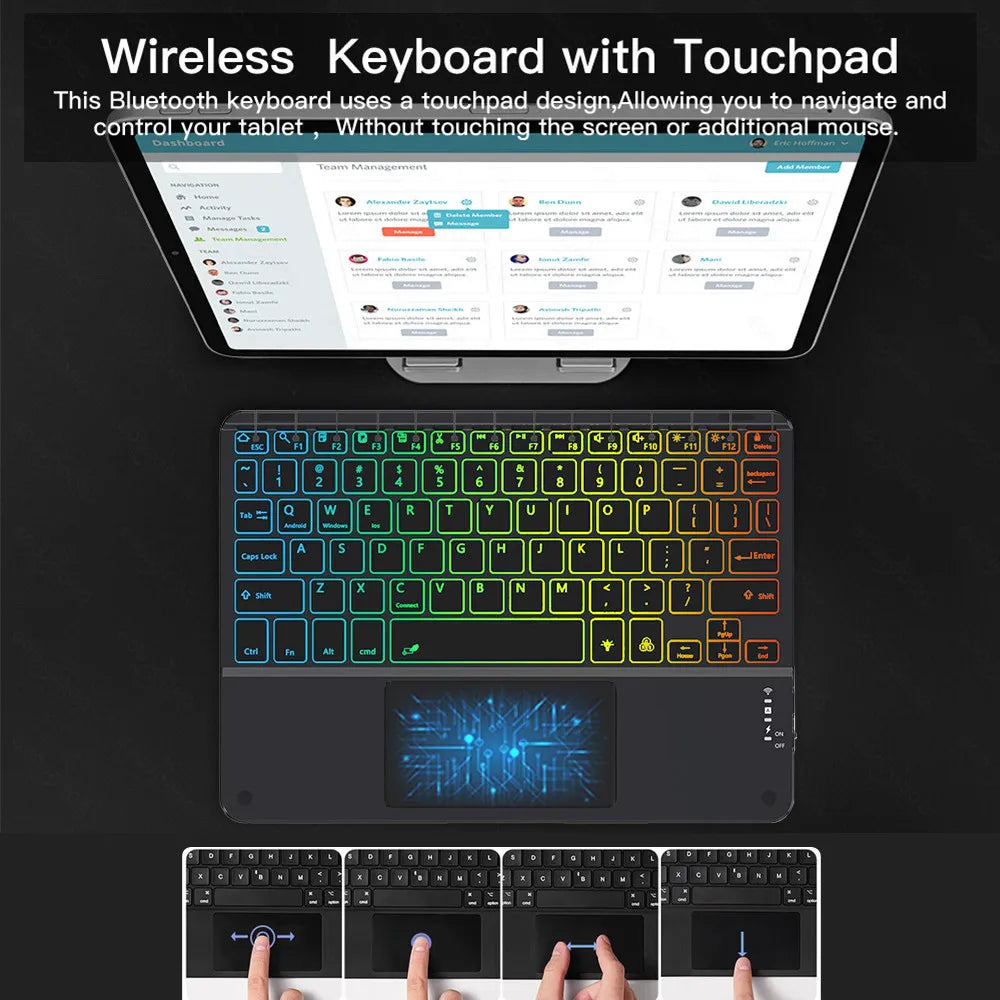 Backlit Touchpad Wireless Keyboard For Android IOS Huawei Xiaomi - Gamers' Paradise