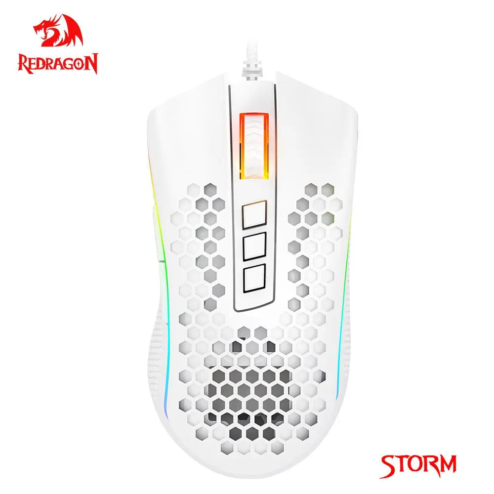 REDRAGON Storm M808 USB Wired RGB Gaming Ultralight Honeycomb Mouse - Gamers' Paradise