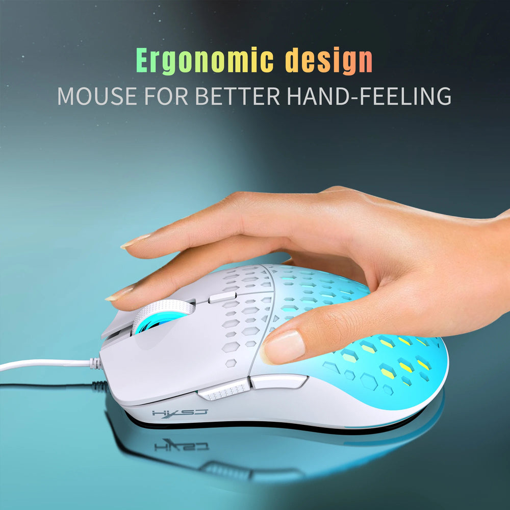 USB Wired Gaming Mouse - RGB Gamer Hollow Out Design, Adjustable 3600 DPI - Gamers' Paradise