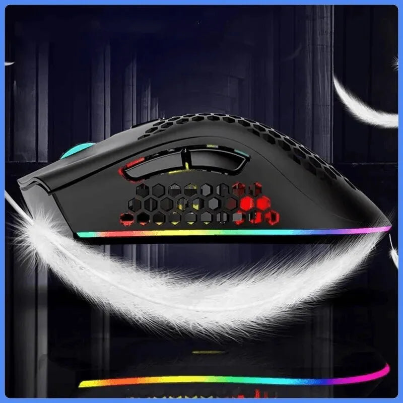 BM600 Honeycomb Rechargeable Gaming Mouse - USB 2.4G Wireless with RGB Light - Gamers' Paradise