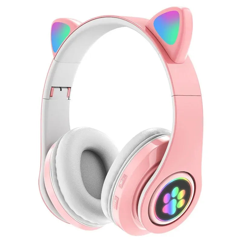 B39 Cat Ear Cute Series Bluetooth Headphones with Wireless LED Flash - 5.0 Bluetooth - Gamers' Paradise