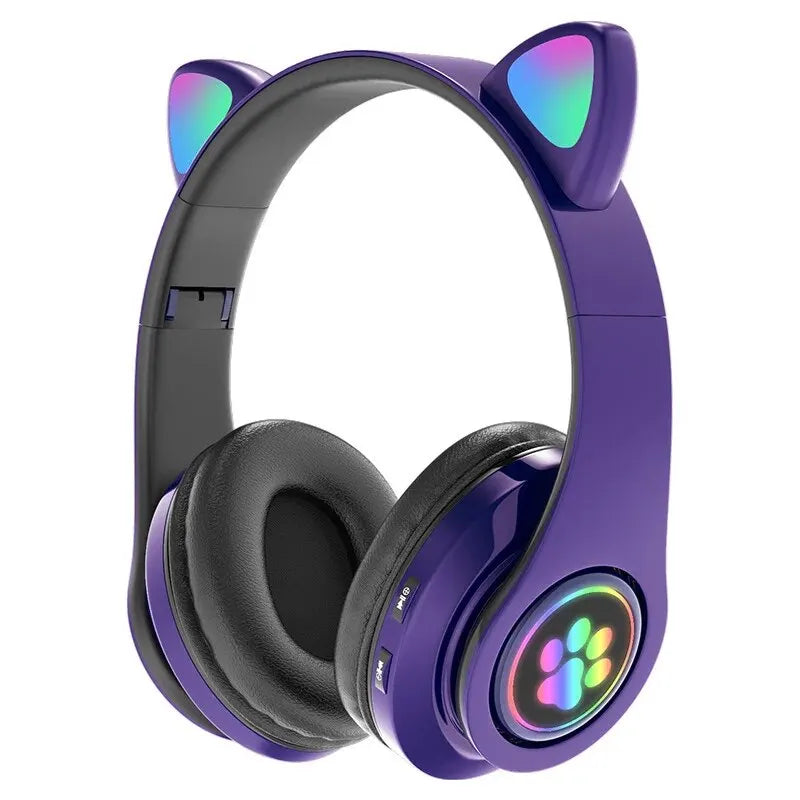 B39 Cat Ear Cute Series Bluetooth Headphones with Wireless LED Flash - 5.0 Bluetooth - Gamers' Paradise