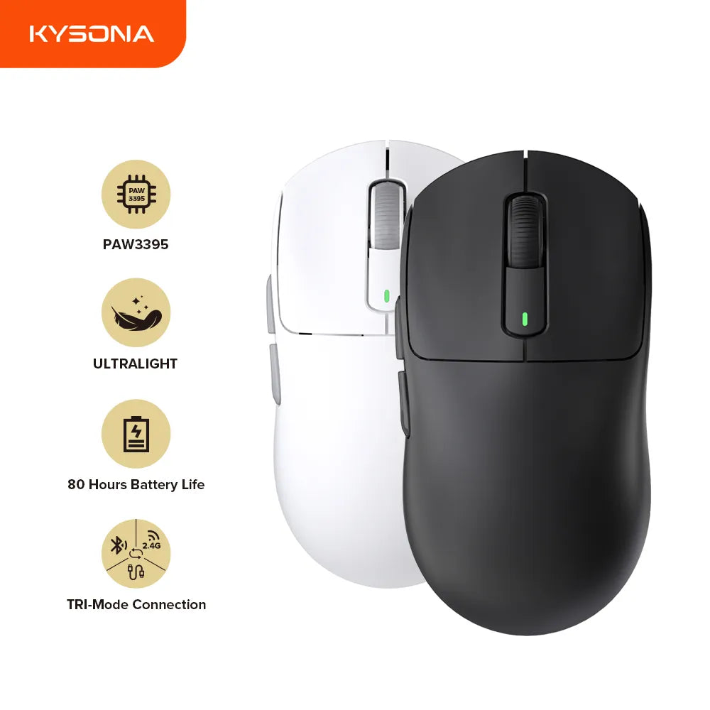 Kysona M600 PAW3395 Wireless Bluetooth Gaming Esports Mouse - 55g - Gamers' Paradise